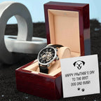 Dad Gift -Happy Pawther’s Day to the Best Dog Dad Men's Openwork Watch with Gift Box