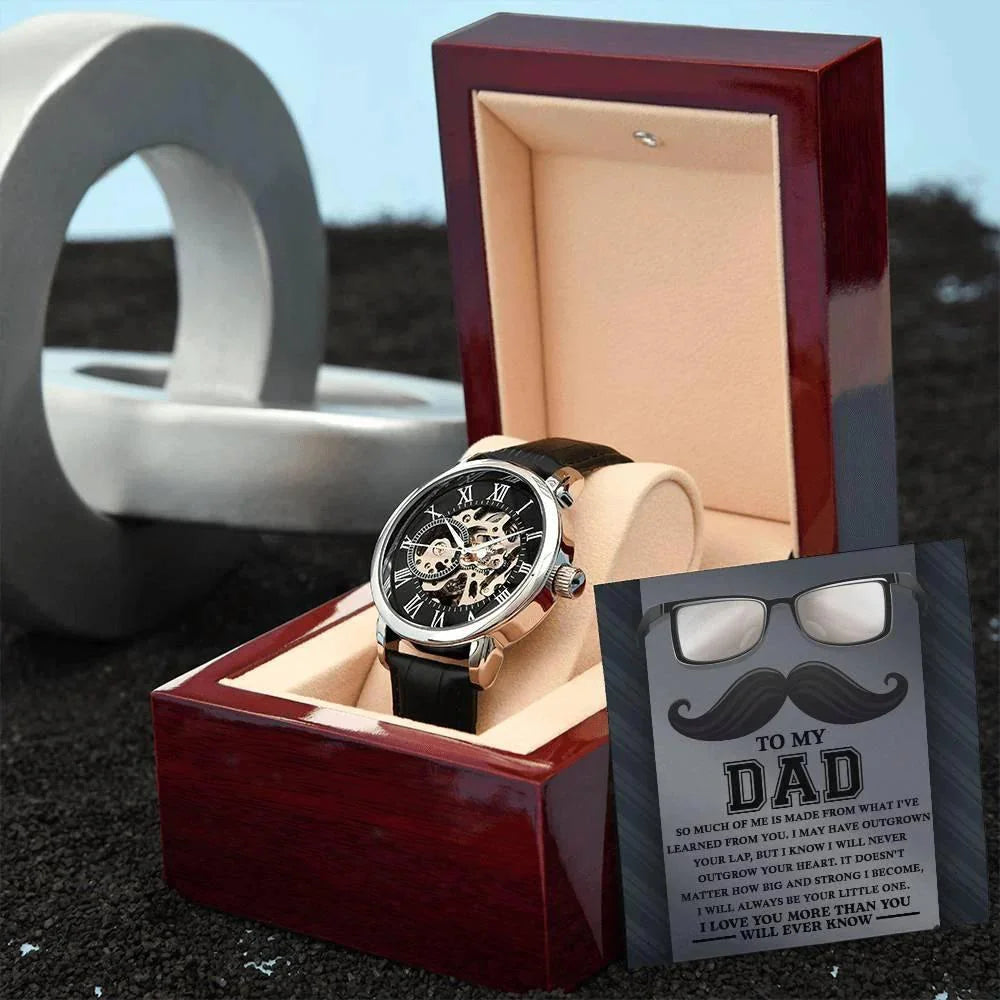 Gift for Dad What I Learned From You Men's Openwork Watch with Gift Box