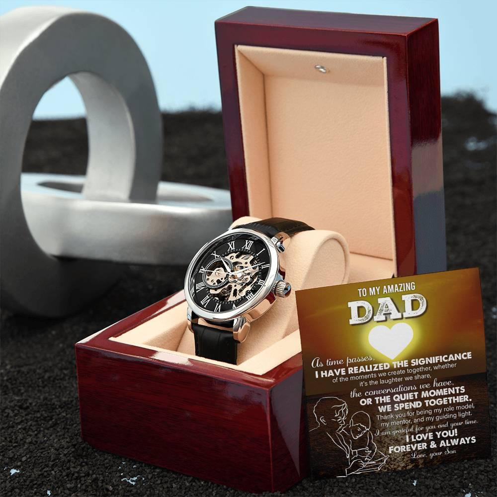Gift for Dad - You Are My Guiding Light Men's Openwork Watch with Gift Box - Mallard Moon Gift Shop