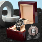 Dad Gift -The Greatest Gifts- Your Love, Time and Trust Men's Openwork Watch with Gift Box