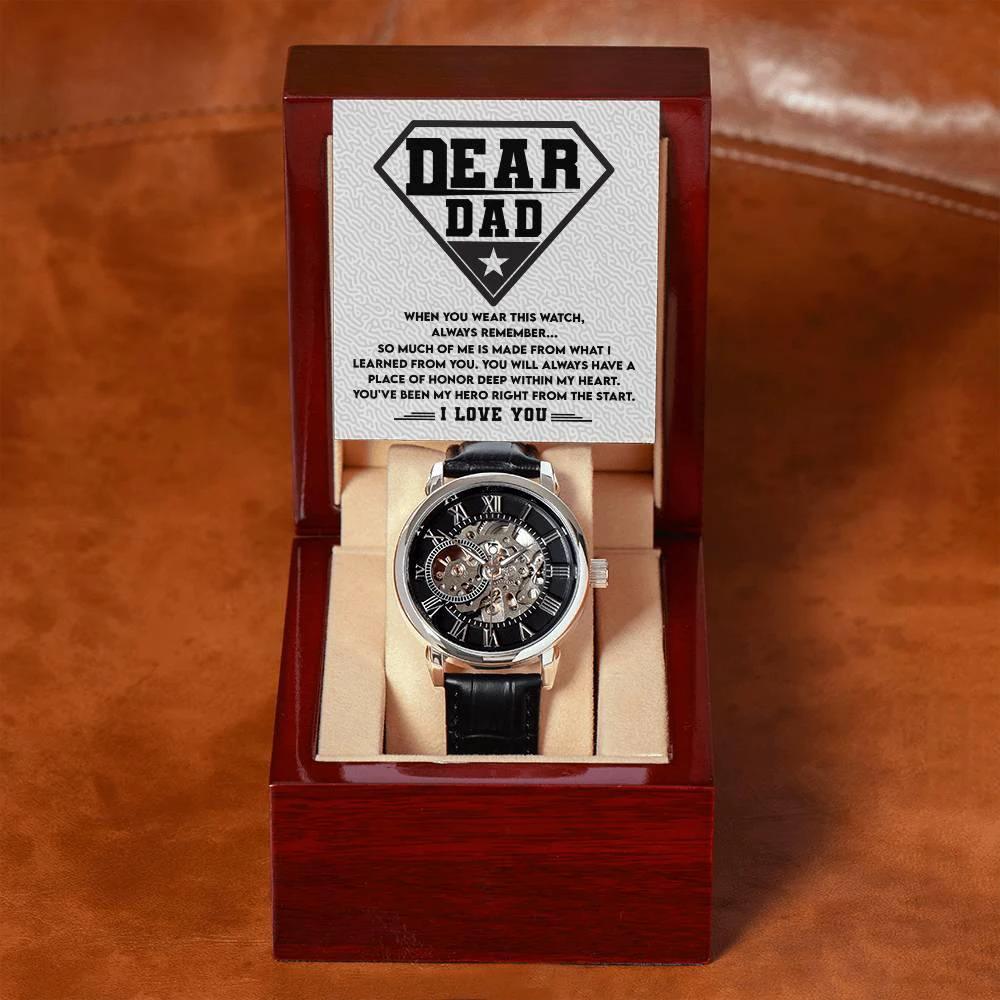 Dear Dad, You are my Hero Men's Openwork Watch