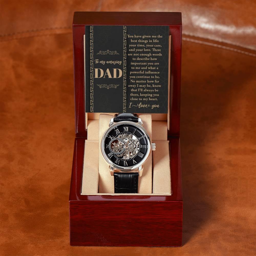 Dad You Have Given Me Your Time, Your Love Men's Openwork Watch with Gift Box - Mallard Moon Gift Shop