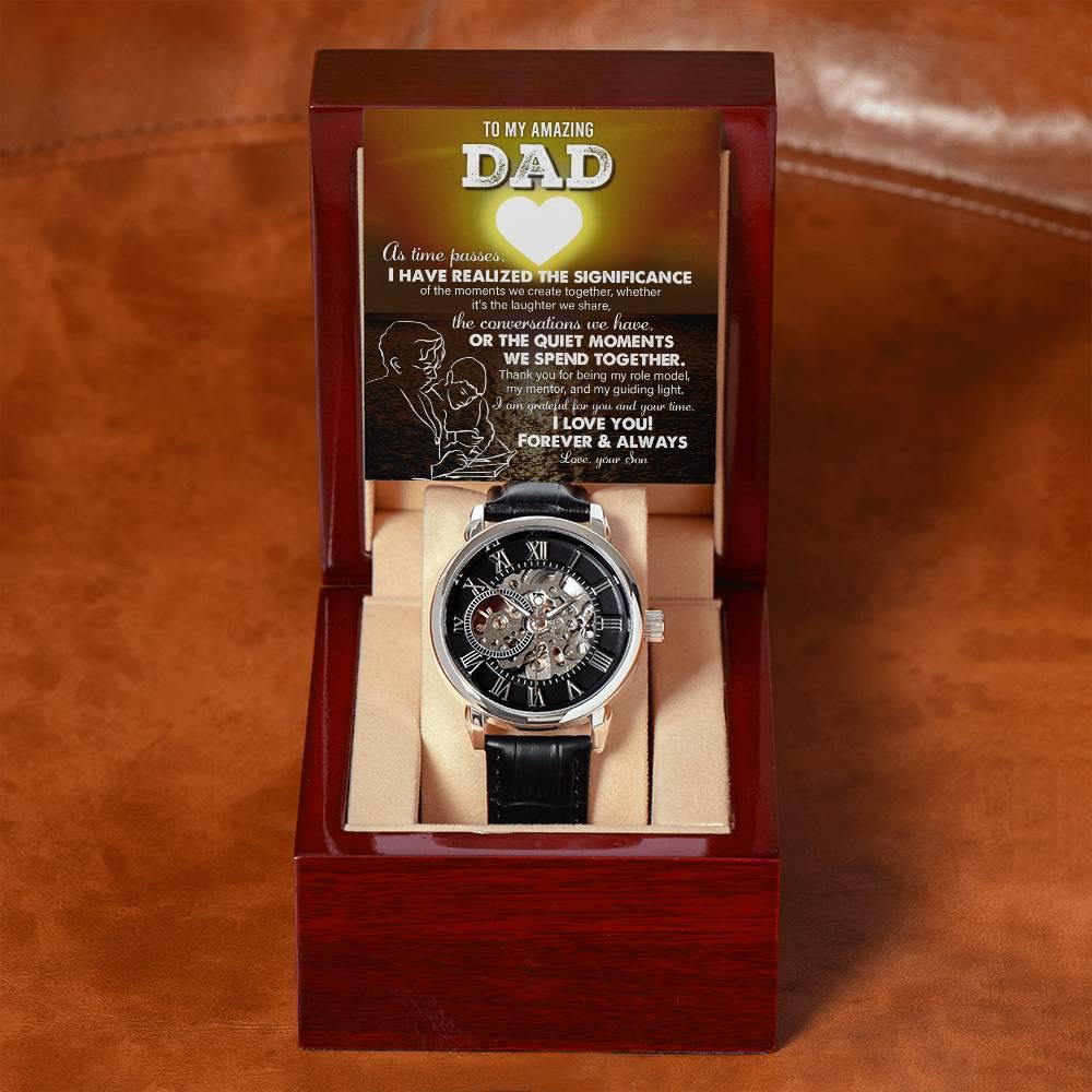 Gift for Dad - You Are My Guiding Light Men's Openwork Watch with Gift Box - Mallard Moon Gift Shop