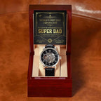 Dad Gift -Super Dad Certificate Men's Openwork Watch with Gift Box