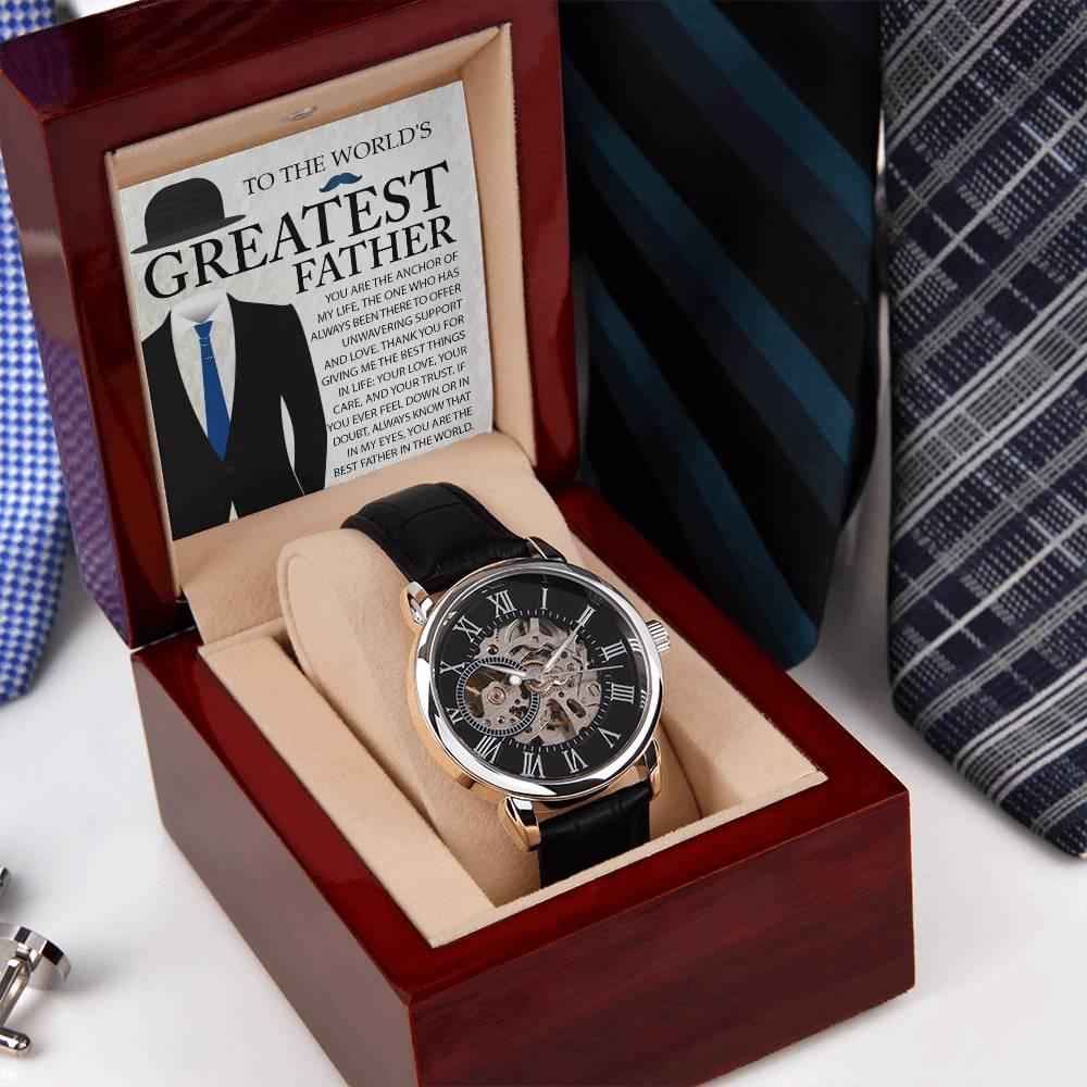Dad Gift - You Are The Anchor in My Life Men's Openwork Watch with Gift Box - Mallard Moon Gift Shop