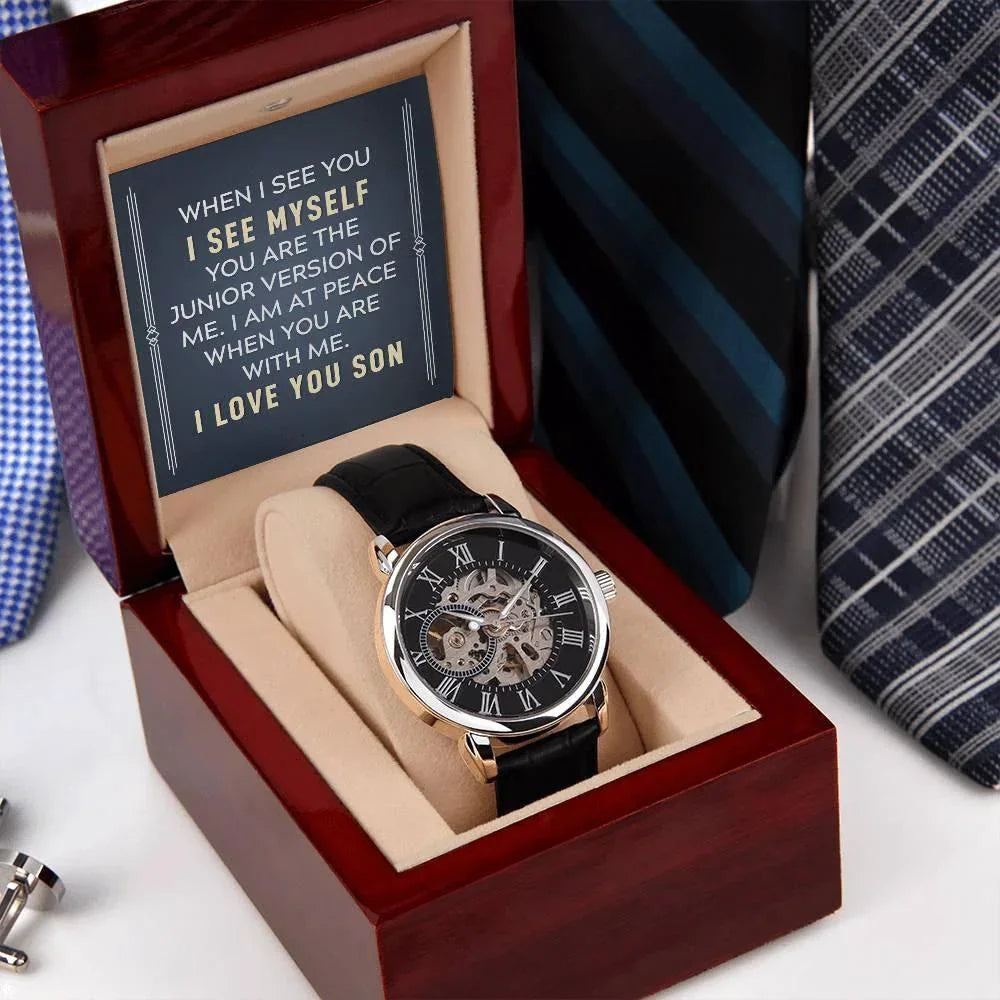 Gift for Son - You are the Junior Version of Me - Men's Openwork Watch Birthday, Wedding, Christmas Holiday