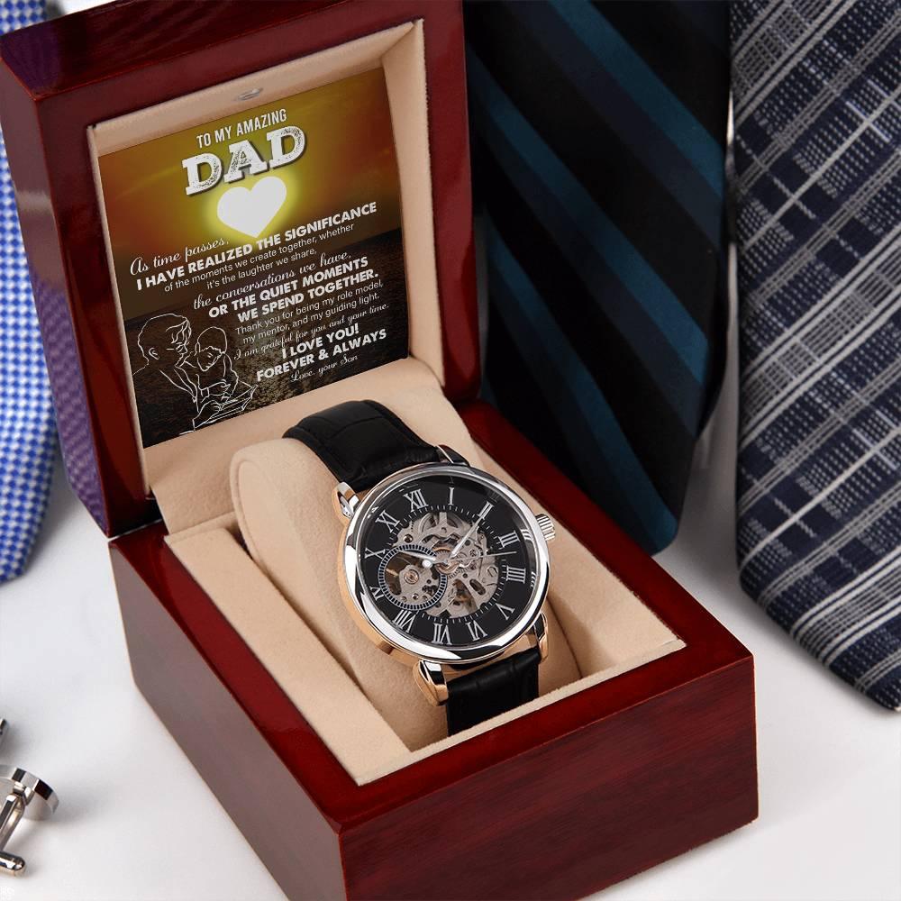 Gift for Dad - You Are My Guiding Light Men's Openwork Watch with Gift Box - Mallard Moon Gift Shop