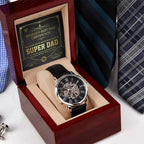Dad Gift -Super Dad Certificate Men's Openwork Watch with Gift Box