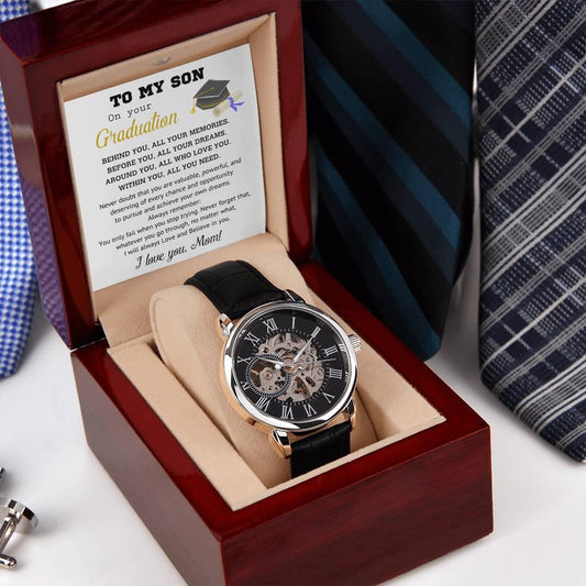 Graduation Gift for Son Personalized Openwork Watch I Will Always Love and Believe in You - Mallard Moon Gift Shop