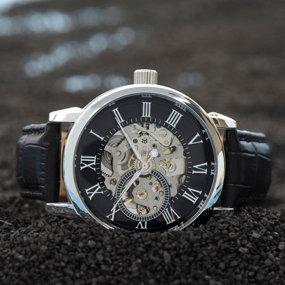 To the Best Father-In-Law My Bonus Dad, My Best Friend Men's Openwork Watch with Gift Box - Mallard Moon Gift Shop
