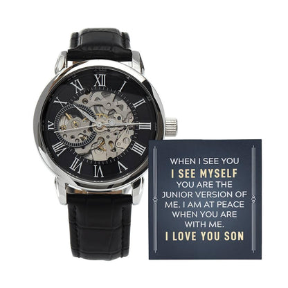 Gift for Son - You are the Junior Version of Me - Men's Openwork Watch Birthday, Wedding, Christmas Holiday - Mallard Moon Gift Shop