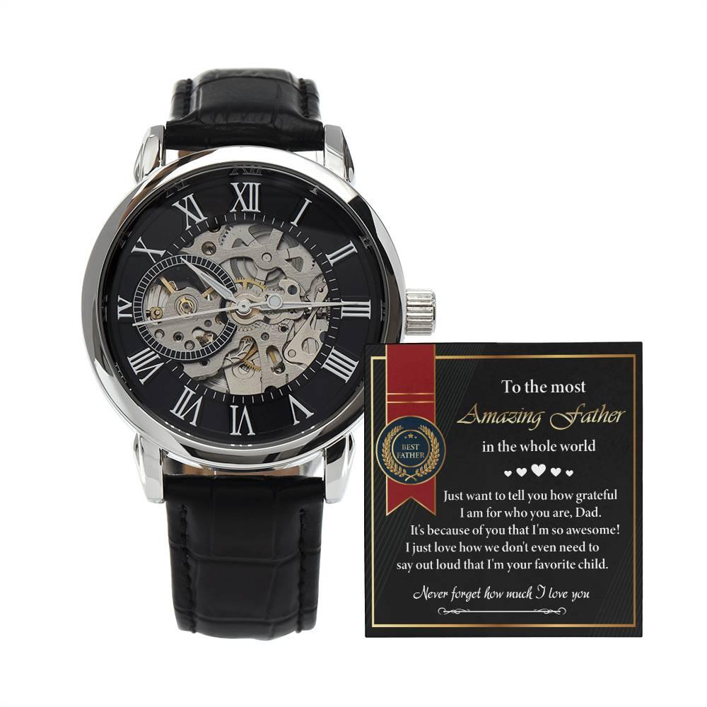 Dad Gift -We Don't Need To Say Out Loud I am You Favorite Child Men's Openwork Watch with Gift Box - Mallard Moon Gift Shop