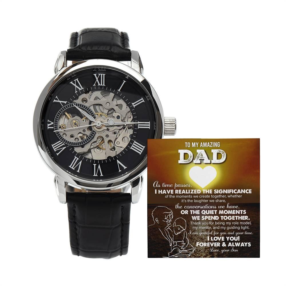 Gift for Dad - You Are My Guiding Light Men's Openwork Watch with Gift Box - Mallard Moon Gift Shop