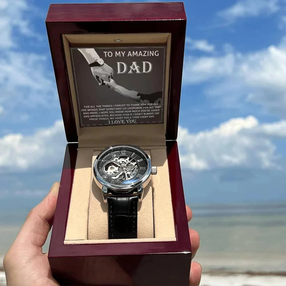 To My Amazing Dad Thank You Metal Chronograph Watch Men's Openwork Watch with Gift Box