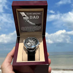 To My Amazing Dad Thank You Metal Chronograph Watch Men's Openwork Watch with Gift Box