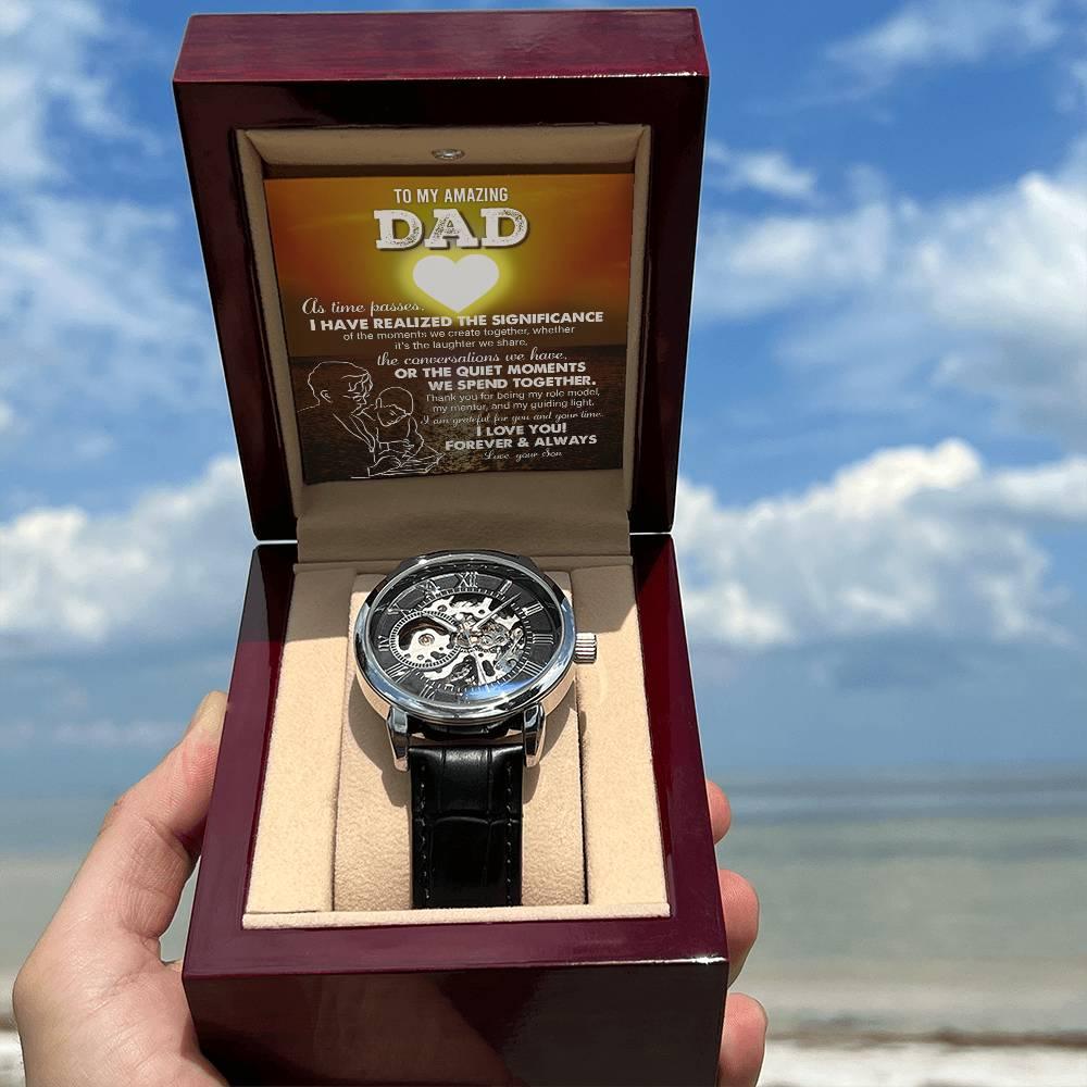 Gift for Dad - You Are My Guiding Light Men's Openwork Watch with Gift Box - Mallard Moon Gift Shop