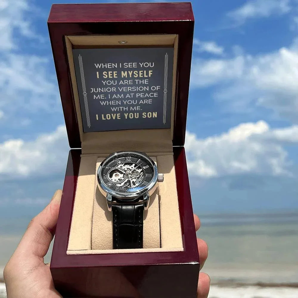 Gift for Son - You are the Junior Version of Me - Men's Openwork Watch Birthday, Wedding, Christmas Holiday