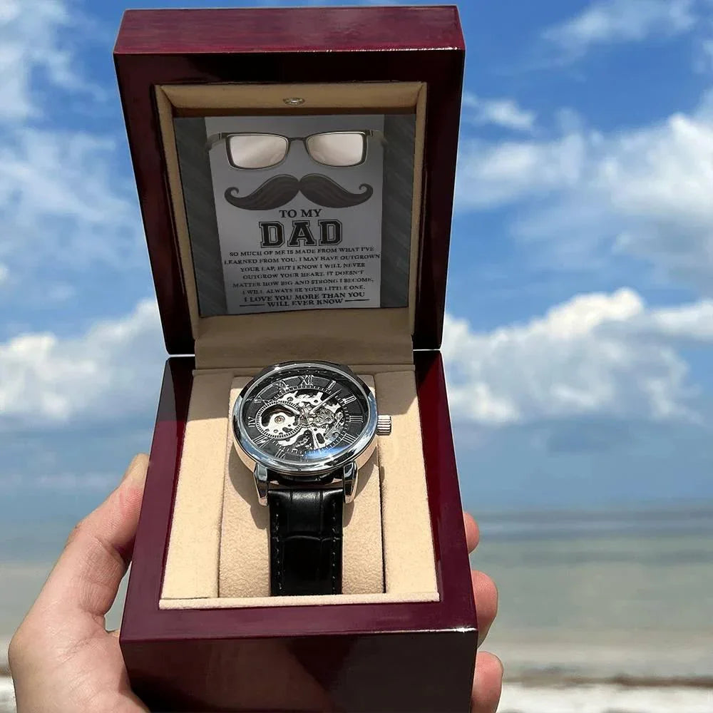 Gift for Dad What I Learned From You Men's Openwork Watch with Gift Box