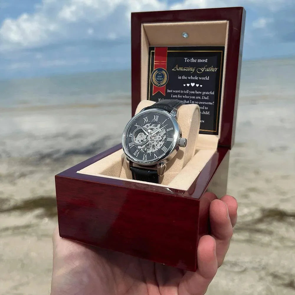 Dad Gift -We Don't Need To Say Out Loud I am You Favorite Child Men's Openwork Watch with Gift Box