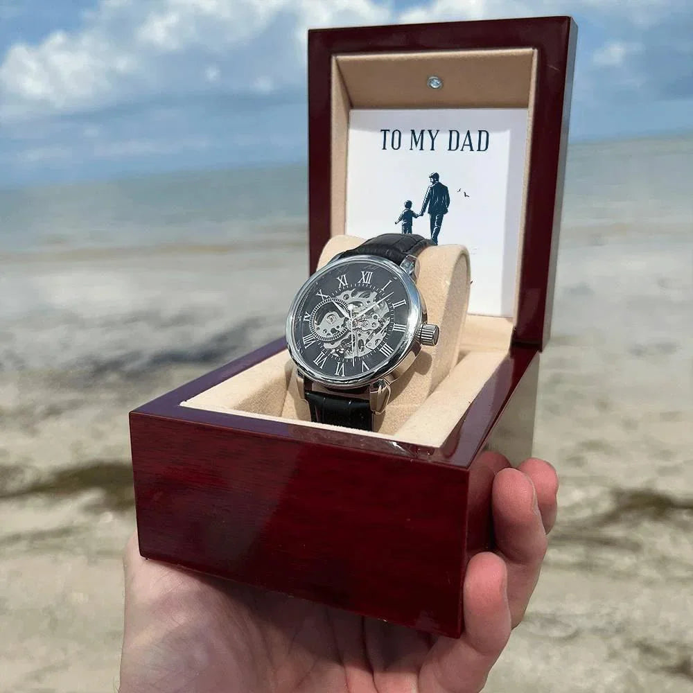 To My Dad Happy Father's Day Men's Openwork Watch with Gift Box