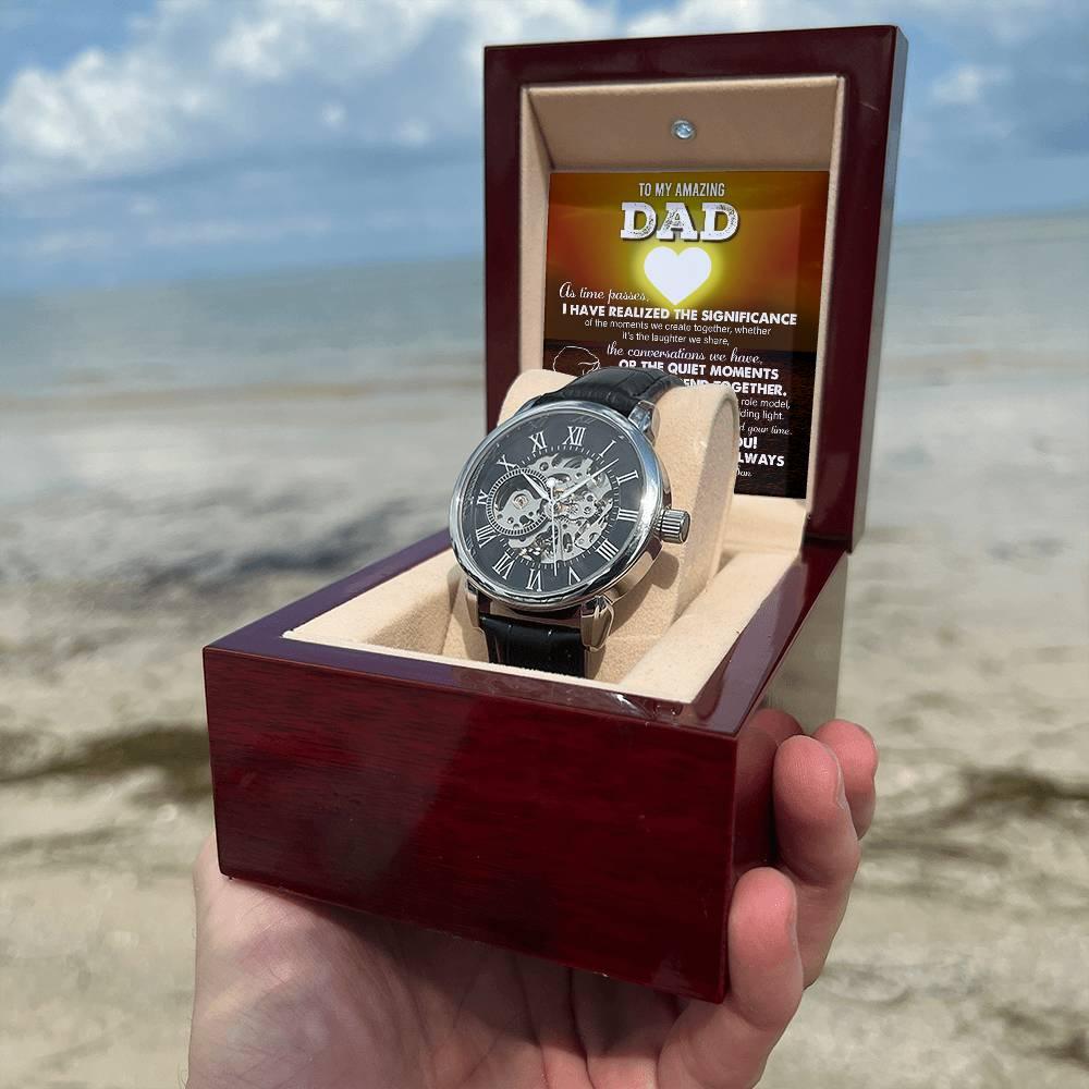 Gift for Dad - You Are My Guiding Light Men's Openwork Watch with Gift Box - Mallard Moon Gift Shop