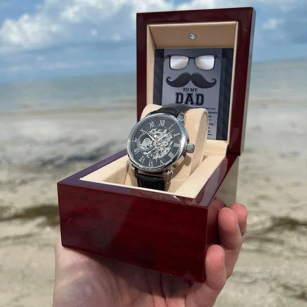 Gift for Dad What I Learned From You Men's Openwork Watch with Gift Box