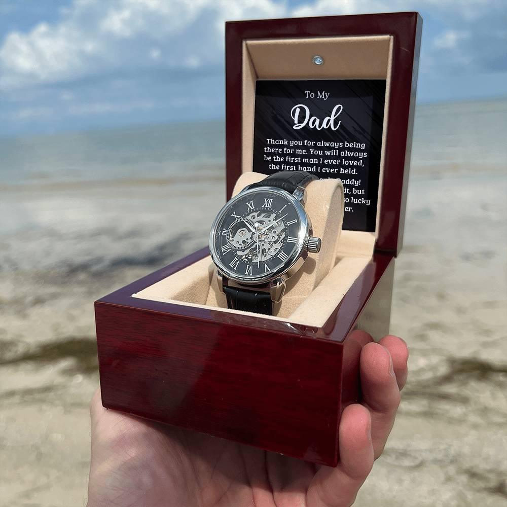 Dad The First Hand I Held Men's Openwork Watch with Gift Box - Mallard Moon Gift Shop