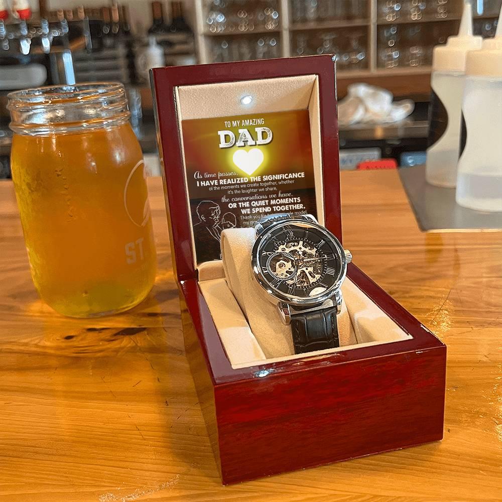 Gift for Dad - You Are My Guiding Light Men's Openwork Watch with Gift Box - Mallard Moon Gift Shop