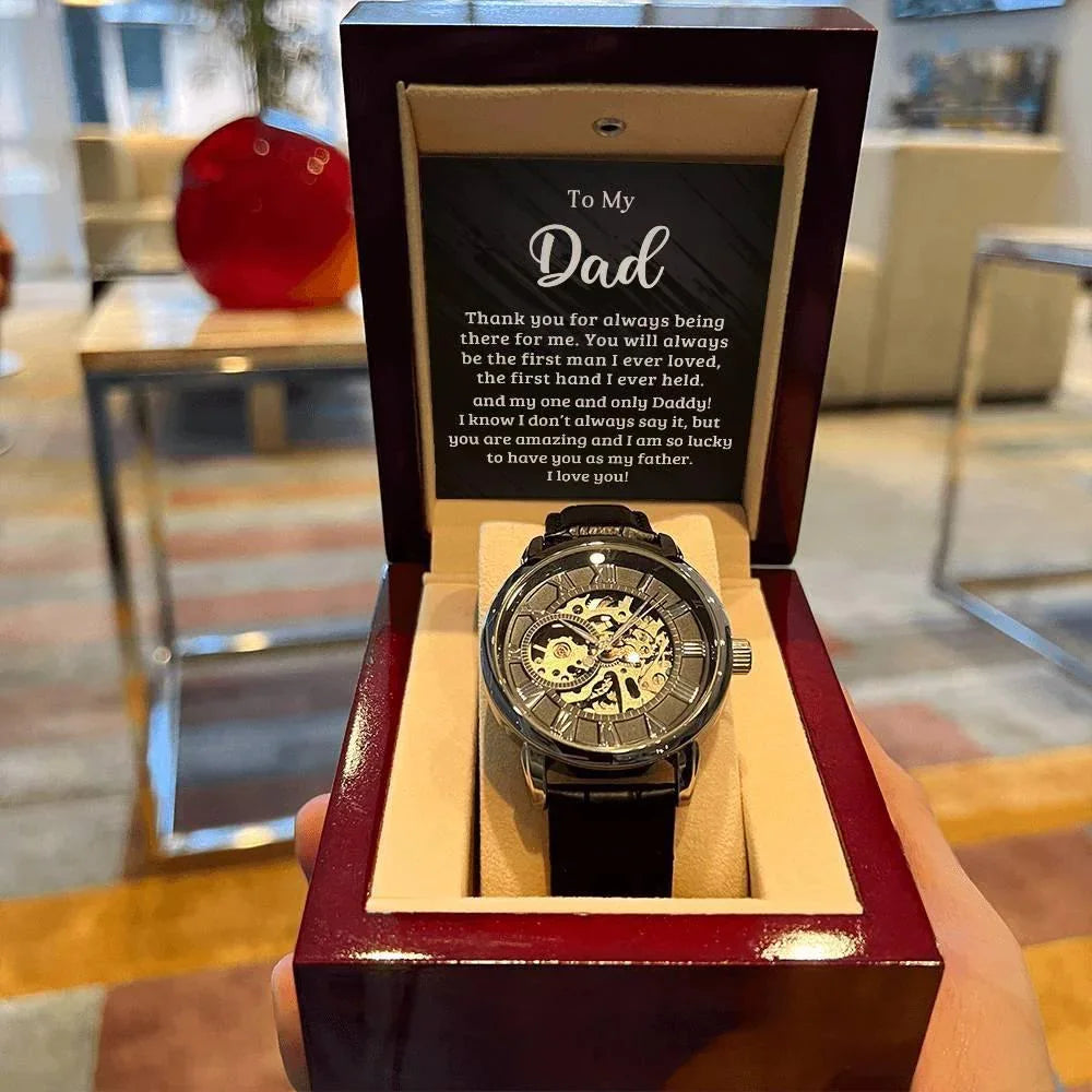 Dad The First Hand I Held Men's Openwork Watch with Gift Box