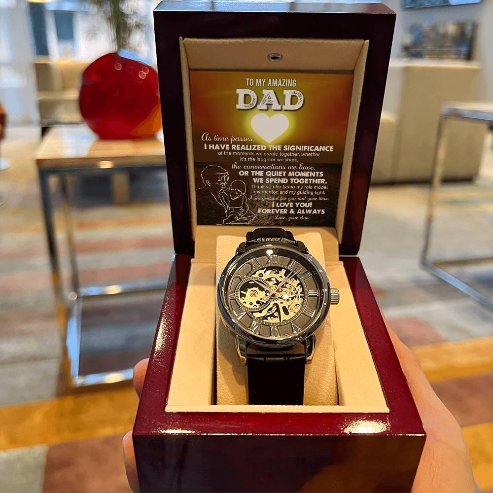 Gift for Dad - You Are My Guiding Light Men's Openwork Watch with Gift Box - Mallard Moon Gift Shop