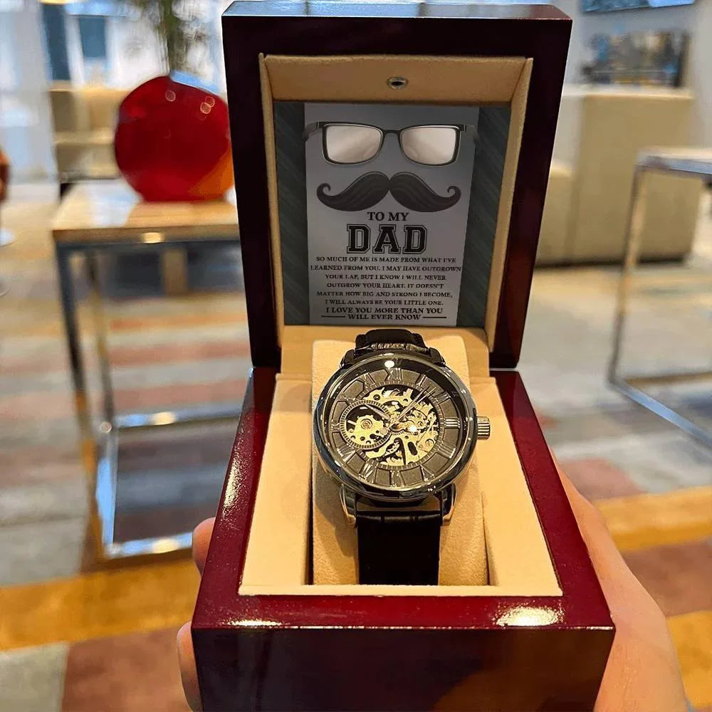 Gift for Dad What I Learned From You Men's Openwork Watch with Gift Box