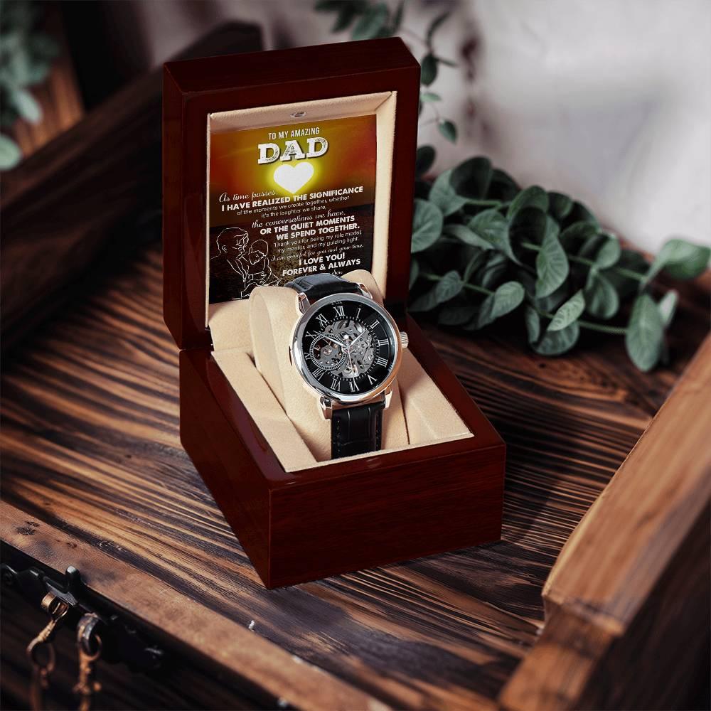 Gift for Dad - You Are My Guiding Light Men's Openwork Watch with Gift Box - Mallard Moon Gift Shop