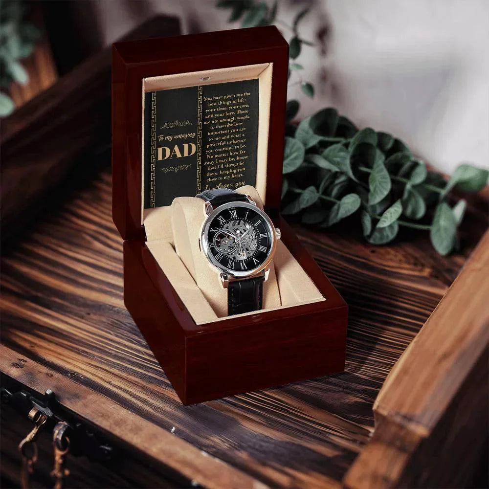 Dad You Have Given Me Your Time, Your Love Men's Openwork Watch with Gift Box
