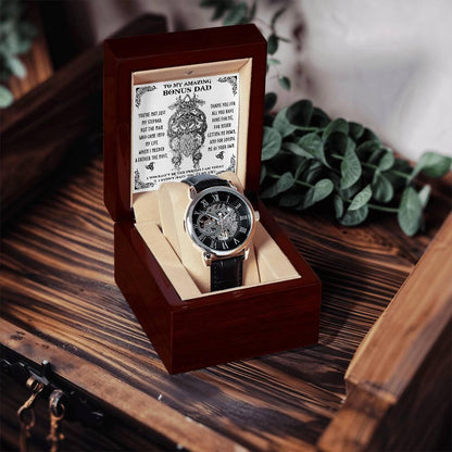To My Amazing Bonus Dad You are not Just My Stepdad Men's Openwork Watch - Mallard Moon Gift Shop