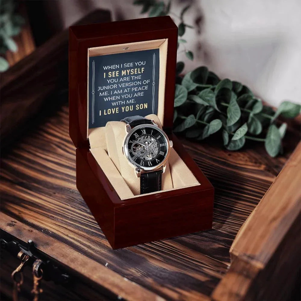 Gift for Son - You are the Junior Version of Me - Men's Openwork Watch Birthday, Wedding, Christmas Holiday