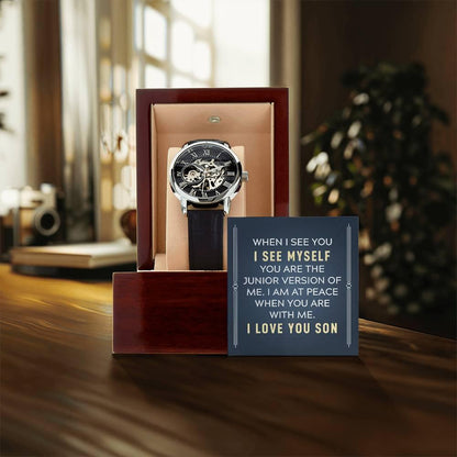 Gift for Son - You are the Junior Version of Me - Men's Openwork Watch Birthday, Wedding, Christmas Holiday - Mallard Moon Gift Shop