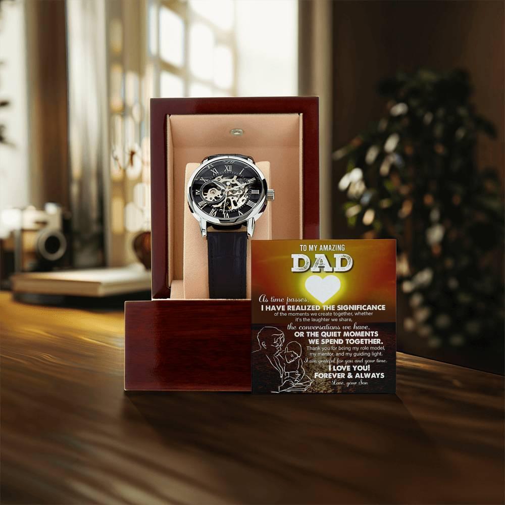 Gift for Dad - You Are My Guiding Light Men's Openwork Watch with Gift Box - Mallard Moon Gift Shop