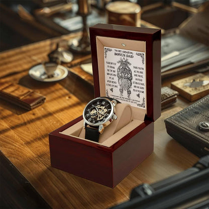 To My Amazing Bonus Dad You are not Just My Stepdad Men's Openwork Watch - Mallard Moon Gift Shop