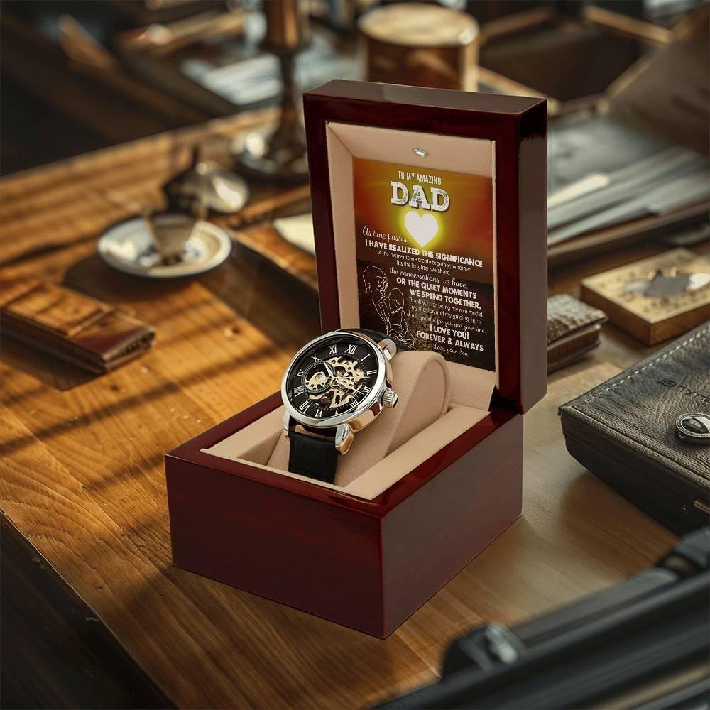 Gift for Dad - You Are My Guiding Light Men's Openwork Watch with Gift Box - Mallard Moon Gift Shop