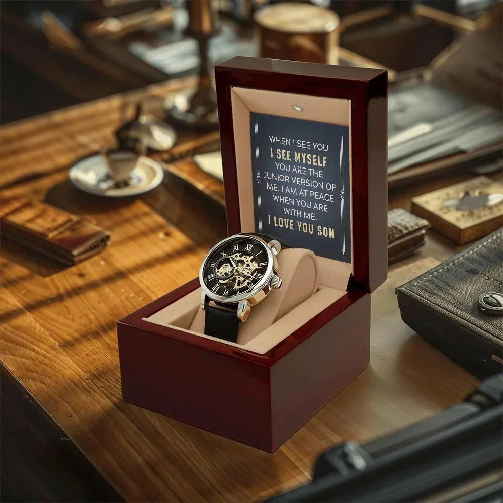 Gift for Son - You are the Junior Version of Me - Men's Openwork Watch Birthday, Wedding, Christmas Holiday