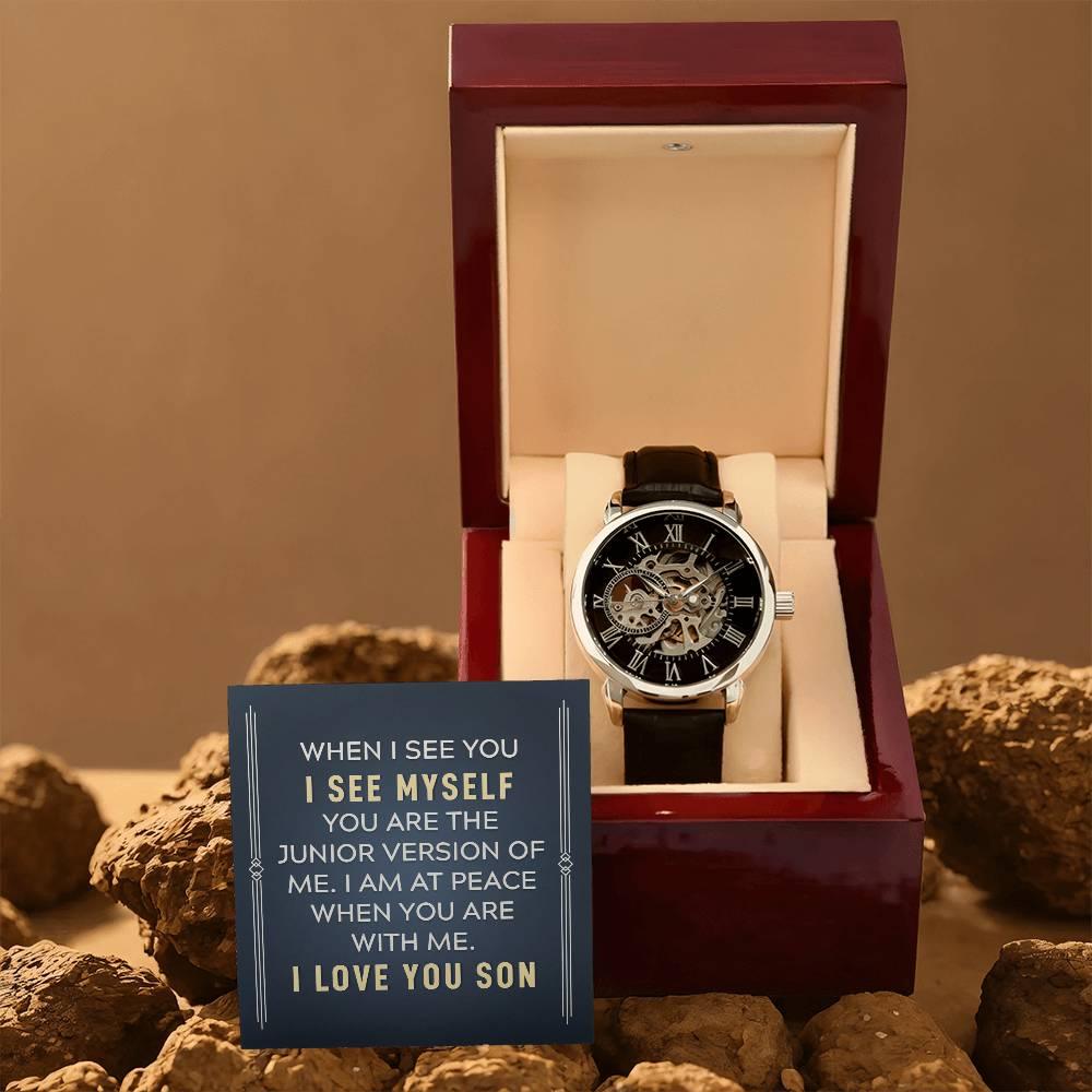 Gift for Son - You are the Junior Version of Me - Men's Openwork Watch Birthday, Wedding, Christmas Holiday - Mallard Moon Gift Shop