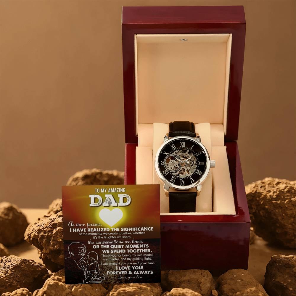 Gift for Dad - You Are My Guiding Light Men's Openwork Watch with Gift Box - Mallard Moon Gift Shop