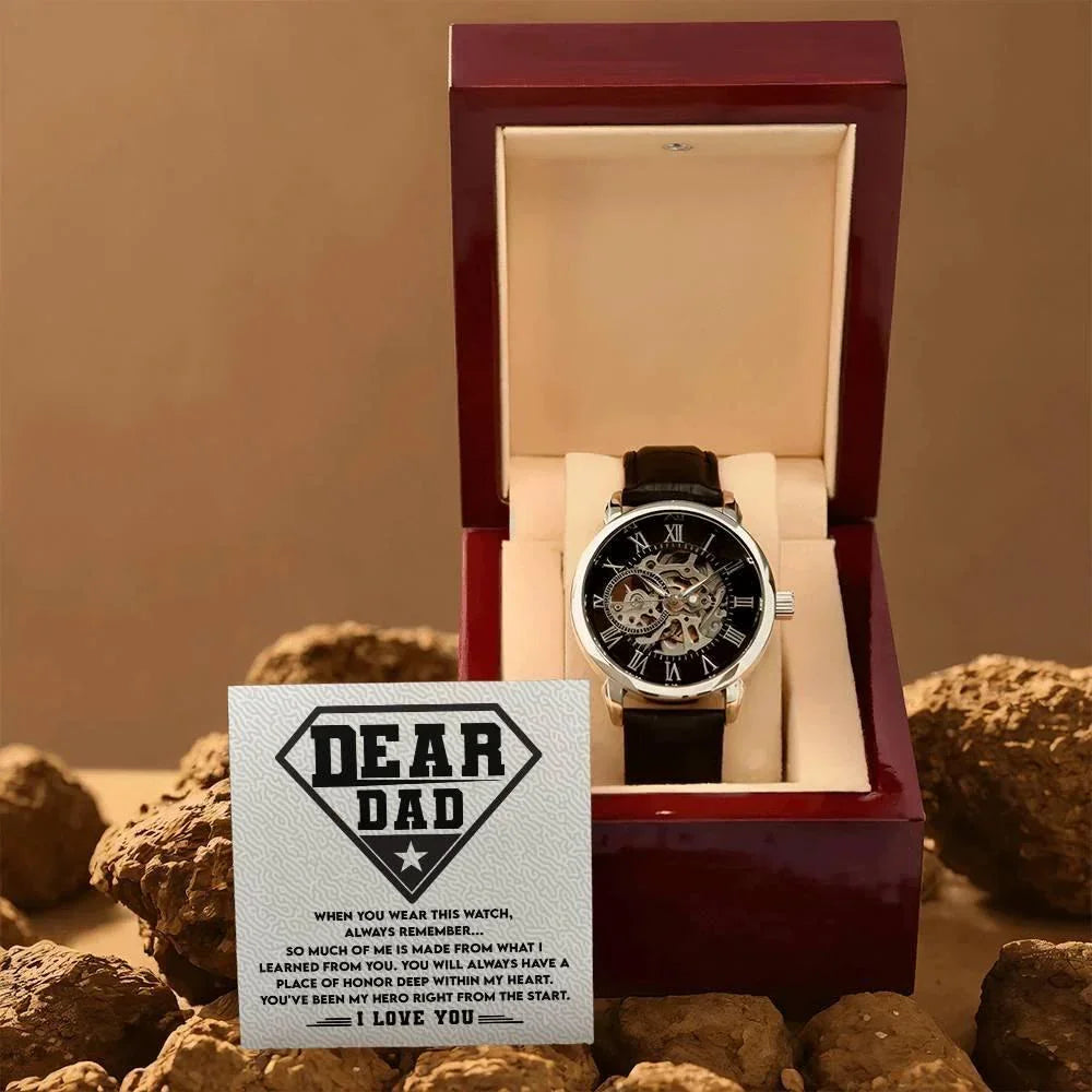 Dear Dad, You are my Hero Men's Openwork Watch