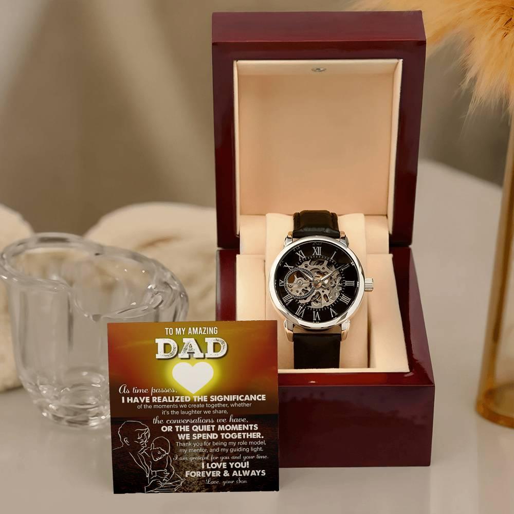Gift for Dad - You Are My Guiding Light Men's Openwork Watch with Gift Box - Mallard Moon Gift Shop
