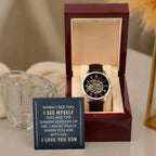 Gift for Son - You are the Junior Version of Me - Men's Openwork Watch Birthday, Wedding, Christmas Holiday