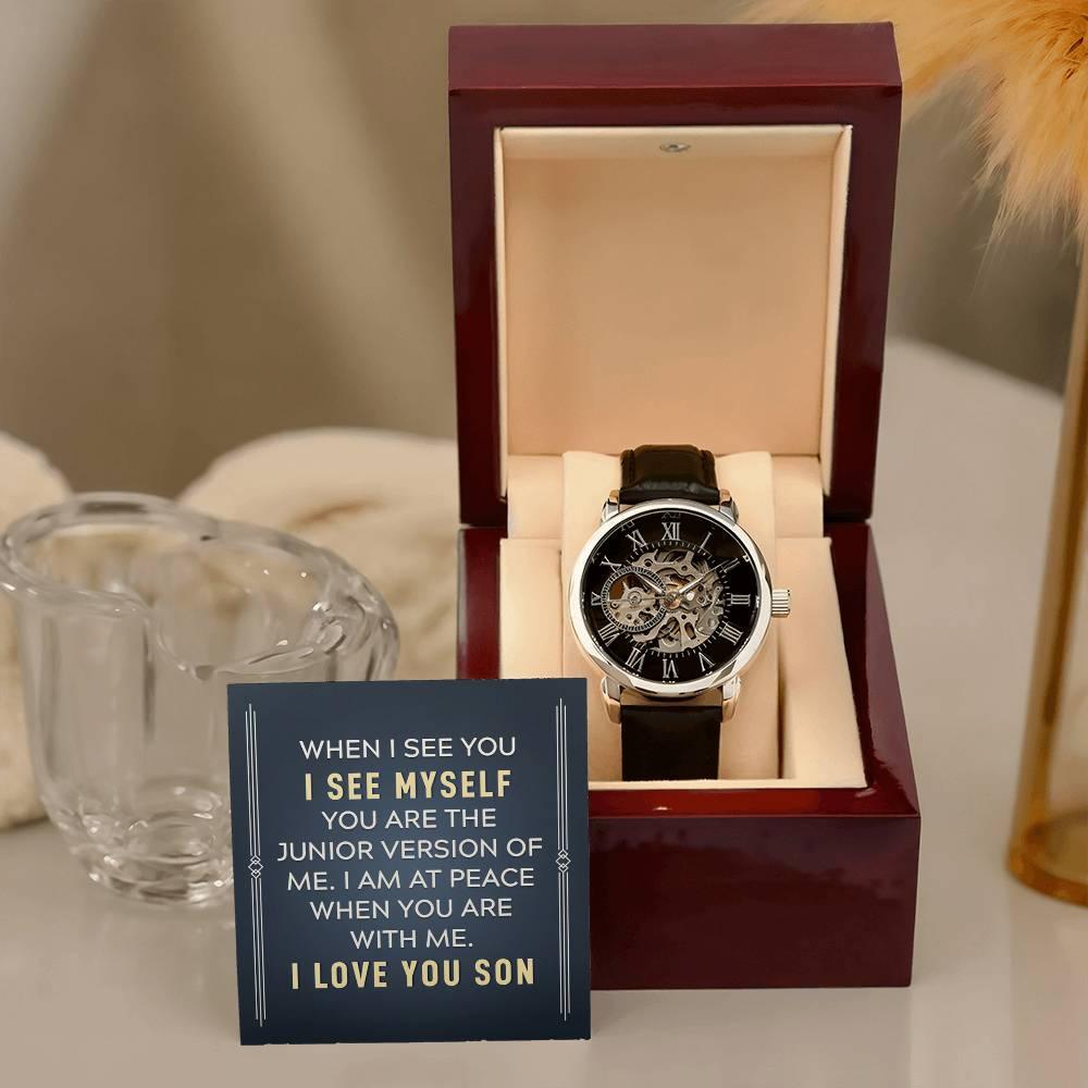 Gift for Son - You are the Junior Version of Me - Men's Openwork Watch Birthday, Wedding, Christmas Holiday - Mallard Moon Gift Shop