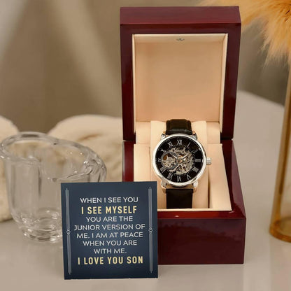 Gift for Son - You are the Junior Version of Me - Men's Openwork Watch Birthday, Wedding, Christmas Holiday - Mallard Moon Gift Shop