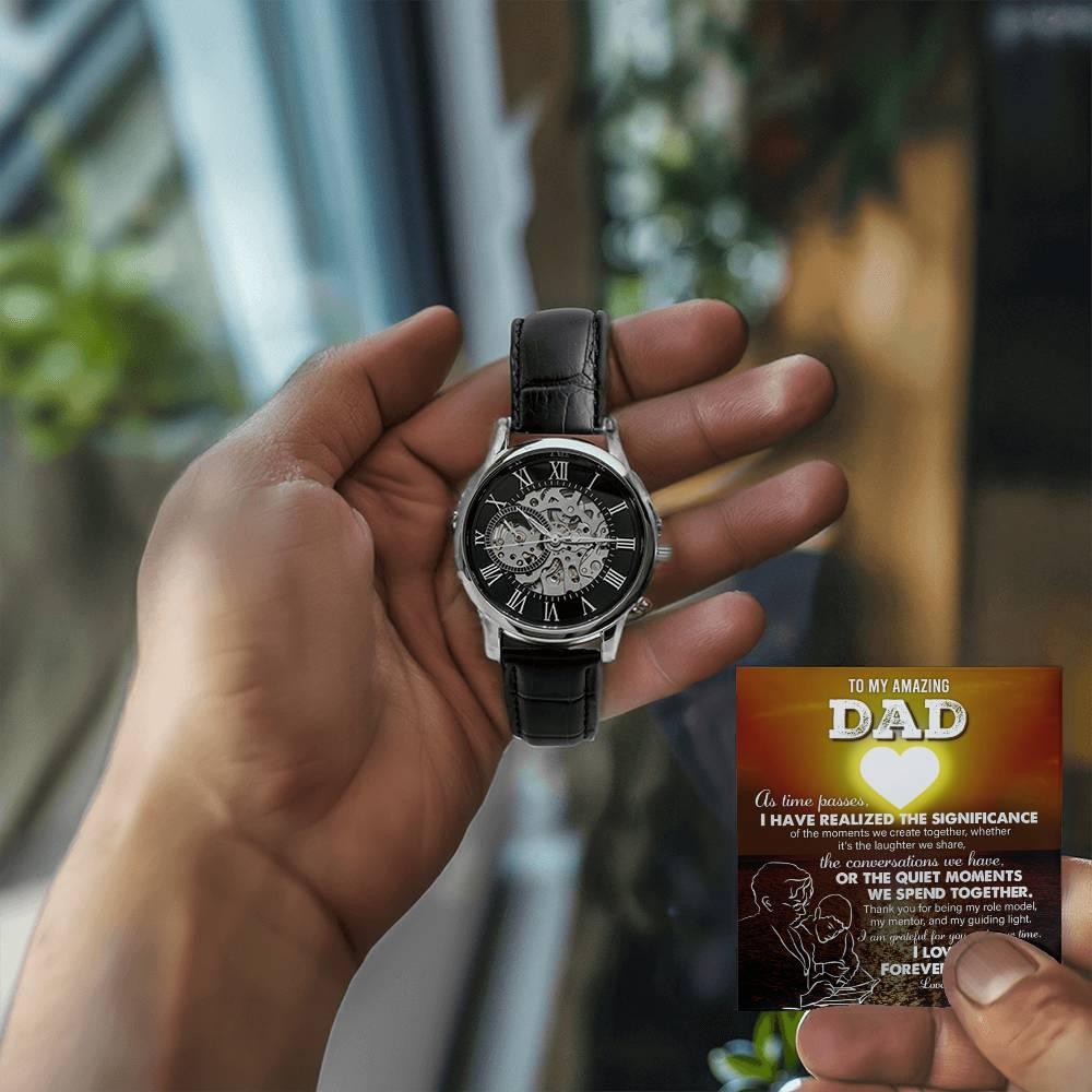 Gift for Dad - You Are My Guiding Light Men's Openwork Watch with Gift Box - Mallard Moon Gift Shop