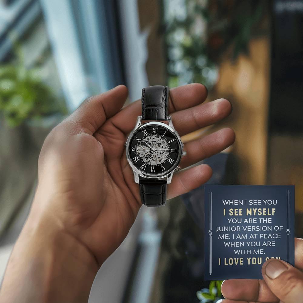 Gift for Son - You are the Junior Version of Me - Men's Openwork Watch Birthday, Wedding, Christmas Holiday - Mallard Moon Gift Shop
