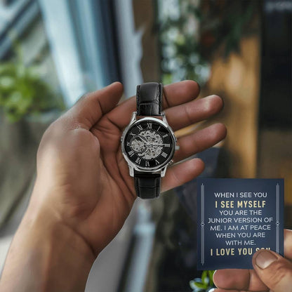 Gift for Son - You are the Junior Version of Me - Men's Openwork Watch Birthday, Wedding, Christmas Holiday - Mallard Moon Gift Shop